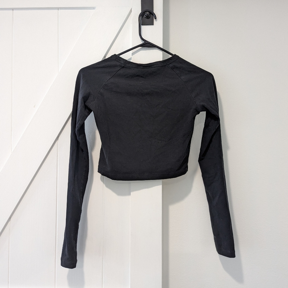 Adidas Cropped Long Sleeves Black Top - Picture 3 of 4